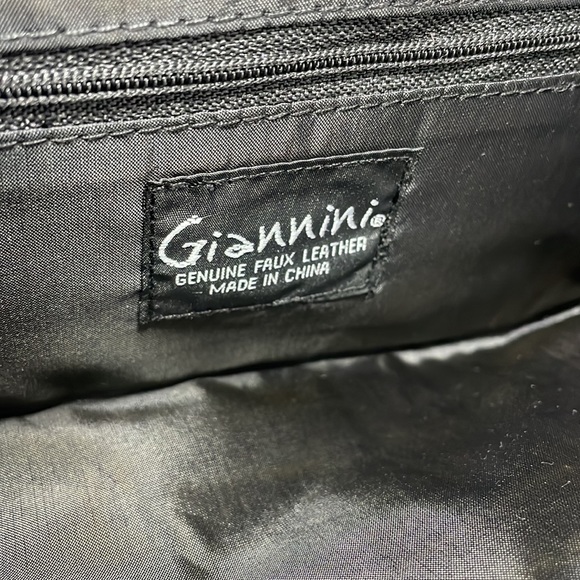 LikeNew Giannini Black Faux Patent Leather Clutch Purse Chain Embellished - Picture 7 of 11